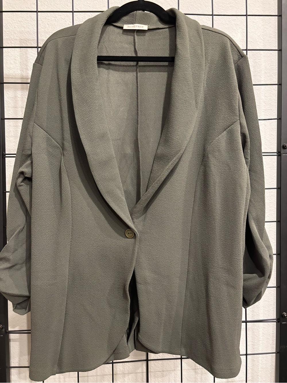 Shawl Collar Relaxed Blazer in Olive Green - Minefree